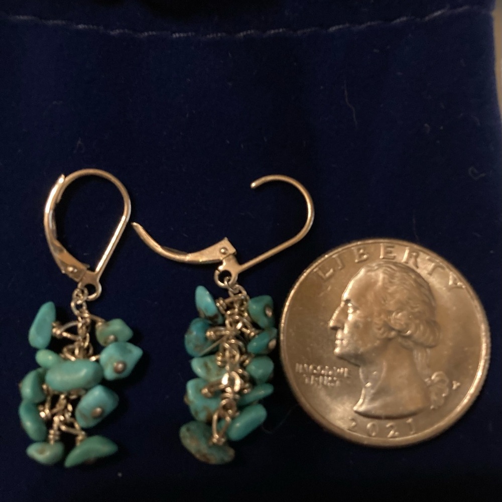 Genuine Turquoise Nugget Dangle Earrings